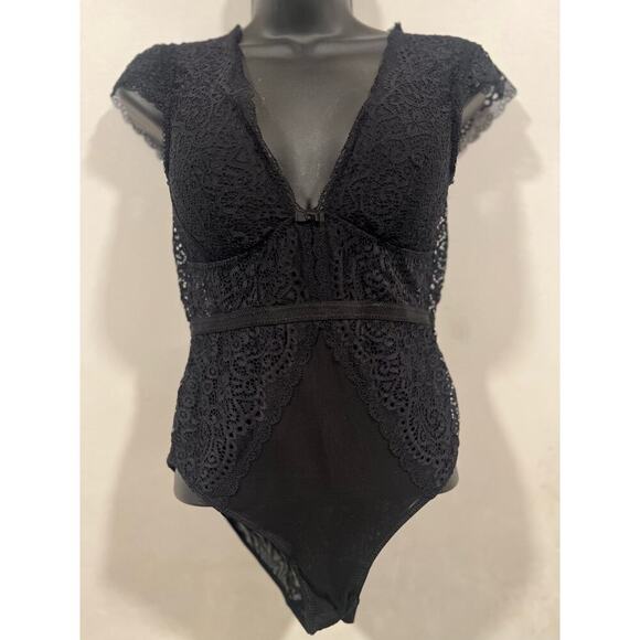 Sophie B Black Lace Bodysuit whimsygoth coquette Medium - Picture 1 of 5